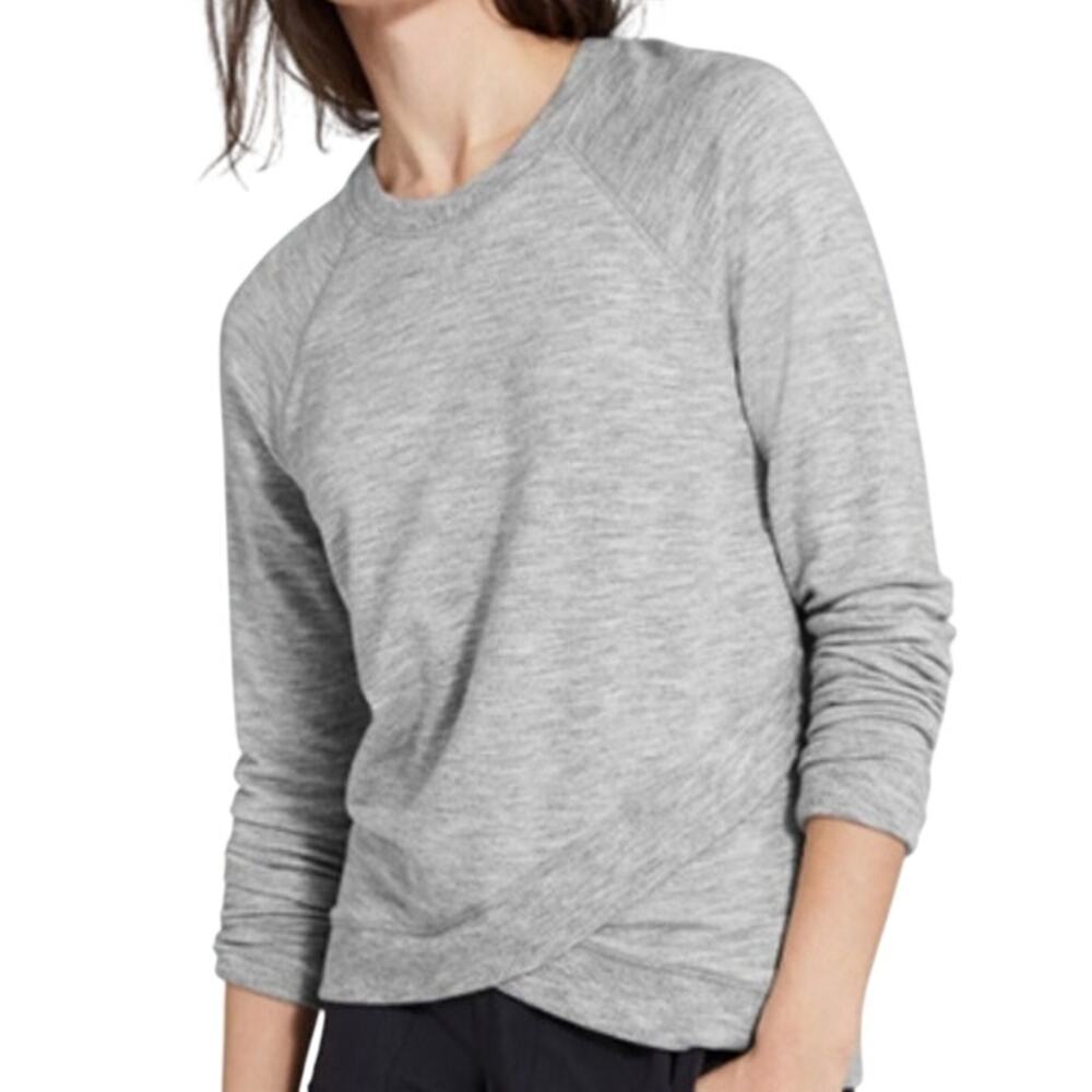Athleta Criss Cross Heather Gray Pullover Sweater size Medium